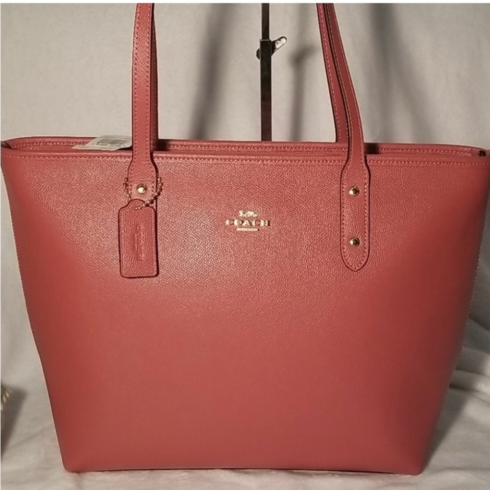 Coach, pink, leather tote